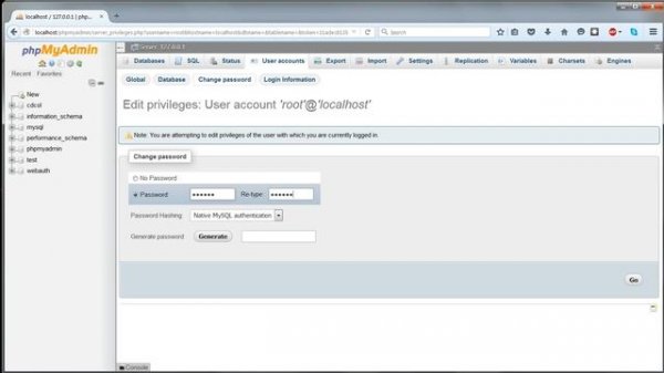 12 phpMyAdmin   set password for root user