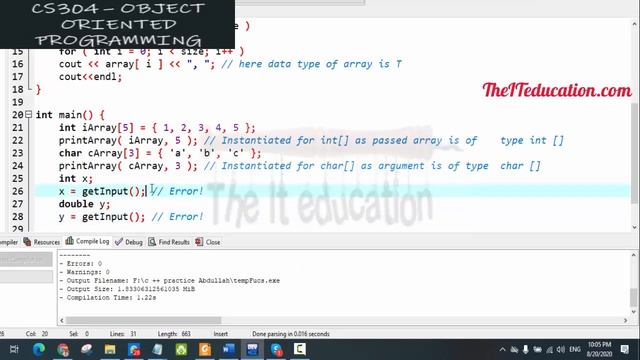 CS304 Final Term Short Lectures | Generic Programming | Template Functions and Classes C++ смотреть онлайн