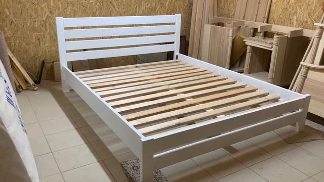 Ліжко. 160/200. Клен. 100% масив. Емаль біла. смотреть онлайн