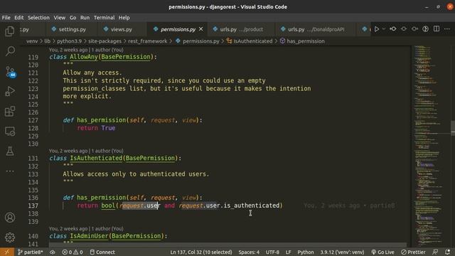 Python Django REST Introduction aux Permissions partie 16 смотреть онлайн