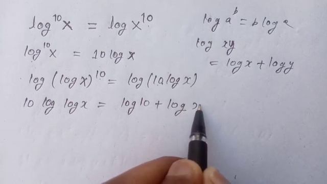 logarithmic Equation | (log) ^10 = logx^10 смотреть онлайн