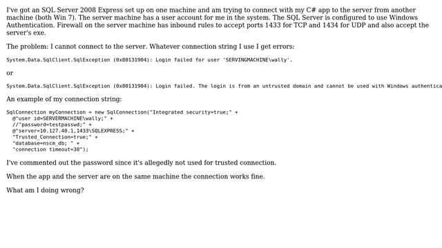 DevOps & SysAdmins: C#/SQL Server: Login failed when connecting from remote machine (2 Solutions!!) смотреть онлайн