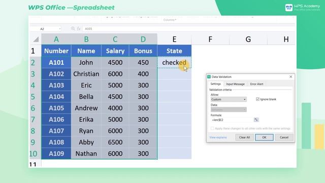 [WPS Academy] 2.9.2 Excel: Use Validation to restrict data change смотреть онлайн