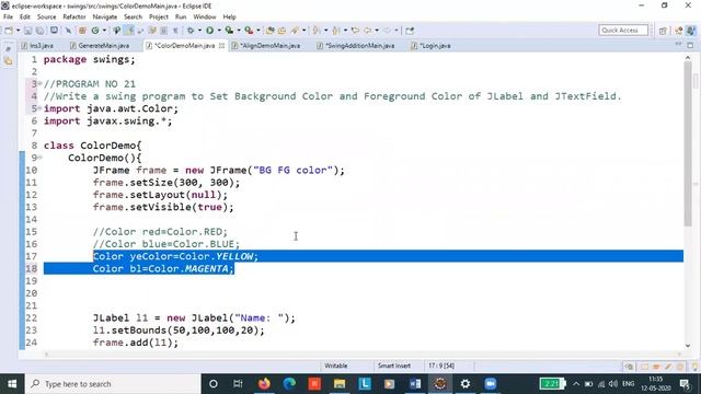 CORE JAVA - P21 CSE61 Swing Components Color (CSE Department) смотреть онлайн