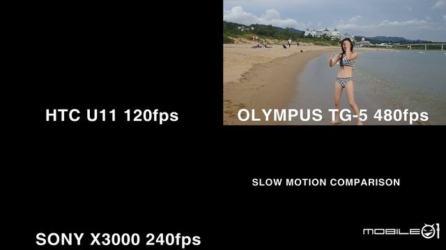HTC U11 x Olympus TG-5 x Sony X3000 Slowmotion Comparison смотреть онлайн