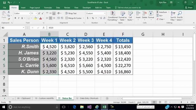 Microsoft Excel Hack #11 - Status Bar Calculations смотреть онлайн