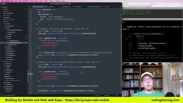 Building for Mobile and Web with Expo, part 5: Screen Tests смотреть онлайн