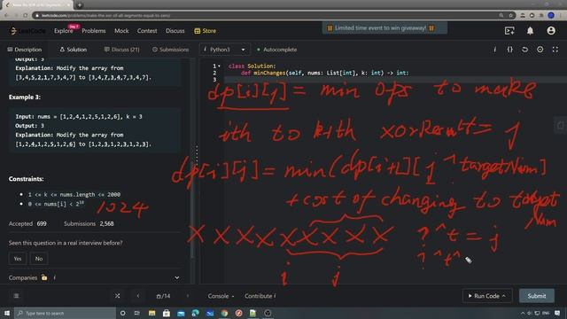 LeetCode 1787. Make the XOR of All Segments Equal to Zero смотреть онлайн