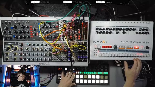 More fun with the Nava TR-909 Clone & Modular Synth - June 20th, 2020 - Twitch Stream смотреть онлайн