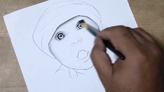 Pencil drawing of cute baby face step by step | baby drawing смотреть онлайн