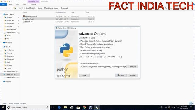 How to Install python 3.8 on Windows 10 | Fact India Tech смотреть онлайн