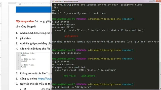 Quản lý mã nguồn với GIT - Bài 16 Local Repository - Sử dụng gitignore смотреть онлайн