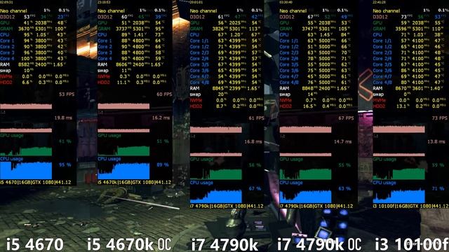 i5 4670 vs i5 4670k OC vs i7 4790k vs i7 4790k OC vs i3 10100f in 15 Games смотреть онлайн