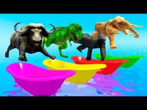 Прыгай в ванну! в воде. Часть 2 Горилла, Зомби Ти-Рекс, Орел, Жираф, Буйвол, Слон