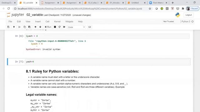 Python for beginners | Variables in python | ZORBA | Yash Chaudhary смотреть онлайн