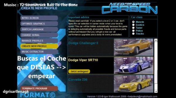 Nfs-Carbon - Game PC Tutorial - Panel - Save Editor