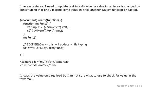 jQuery : Update text on textarea value change w/ jQuery смотреть онлайн