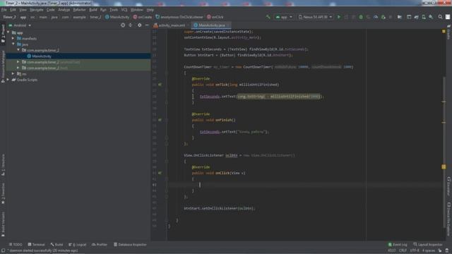 Создание таймера обратного отсчета в Android Studio 4.1.2 на Java смотреть онлайн