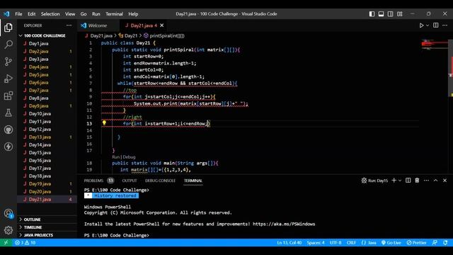Day 21 of 100 Days : Unraveling the Spiral Matrix in Java | 100 Days of Coding Challenge смотреть онлайн