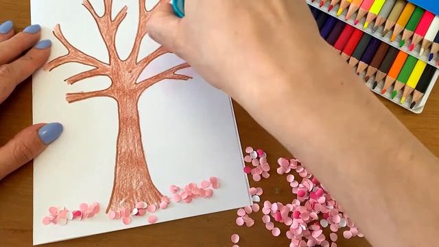 Аппликация Цветущее дерево. Справятся даже малыши. смотреть онлайн