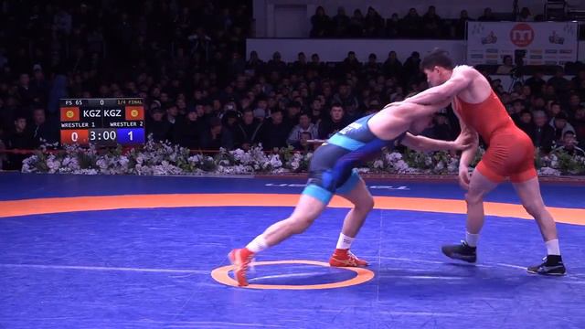 ВОЛЬНАЯ БОРЬБА. Чемпионат Кыргызстана-2024. 65 кг 1\4 Улукбек Жолдошбеков-Икромжон Хаджимуратов смотреть онлайн