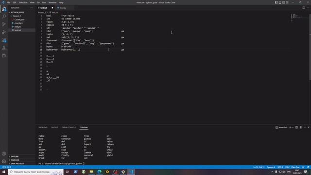 Python: типы данных и переменные смотреть онлайн
