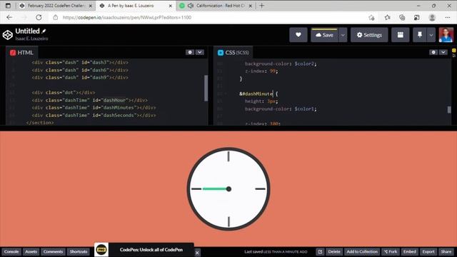 Making a Wall Clock with HTML5 + SASS (SCSS) + JavaScript | Codepen Challenge (Timekeeping) смотреть онлайн