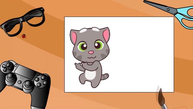 How to draw a Talking Tom. Cartoon for kids. смотреть онлайн