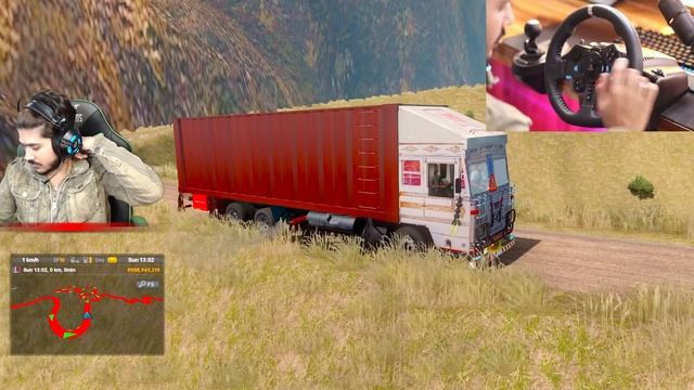 Driving Tata Indian Truck With Heavy Load On Hills Gameplay With Logitech G29 смотреть онлайн
