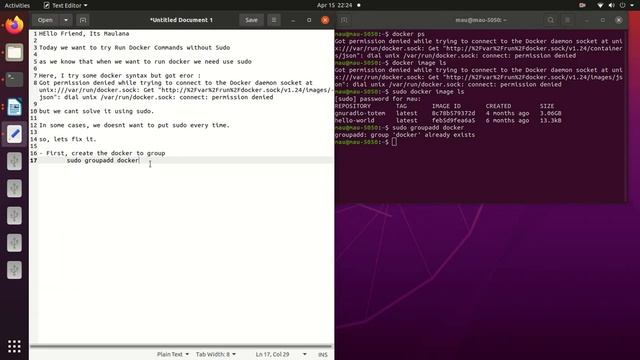 Run Docker Commands without Sudo & Fix Permission Penied while Trying to Connect the Docker Daemon смотреть онлайн