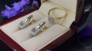 Золотой комплект с бриллиантами.Царицыно.Артикул:  АБ001406-2