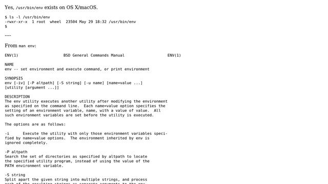 Apple: Does macOS have /usr/bin/env? смотреть онлайн