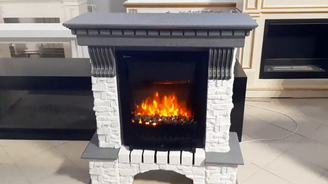 Зажигалка не нужна! Электрокамин Стоун мини (серый дуб/белый сланец) смотреть онлайн