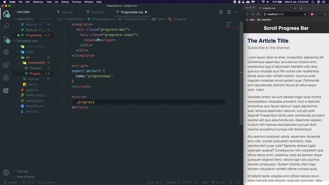 Build A VueJS Scroll Based Progress Bar | VueJS Tutorial For Beginners