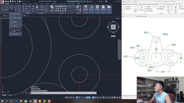 AutoCAD - Bài 5 - Sử dụng linh hoạt Lệnh Mirror, Tan Tan Radius trong thiết kế - For AutoCAD Newbie смотреть онлайн