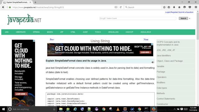 Explain SimpleDateFormat class and its usage in Java.
| javapedia.net смотреть онлайн