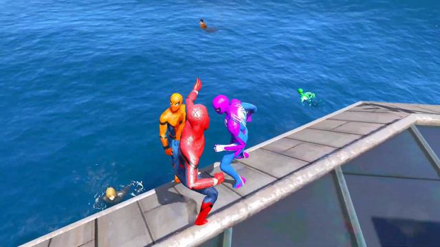 GTA 5 Spiderman Jumping Into Rainbow Pool (Euphoria Ragdolls)-Ep 4 смотреть онлайн