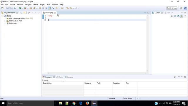 PHP Hello World in Eclipse смотреть онлайн