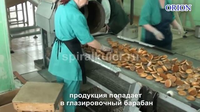 Охлаждение пряников на спиральном кулере (транспортере, конвейере) смотреть онлайн
