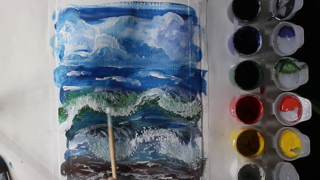 Волны,Море,Гуашь | Правополушарное рисование