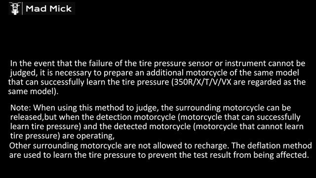 ALL ZONTES 350 MODELS TYRE PRESSURE LEARNING GUIDE