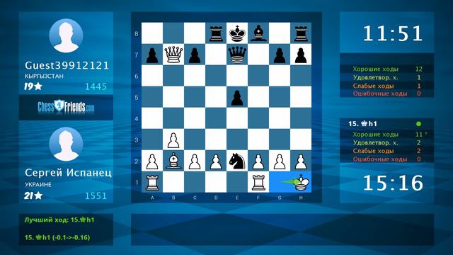 Chess Game Analysis: Сергей Испанец - Guest39912121 : 1-0 (By ChessFriends.com) смотреть онлайн
