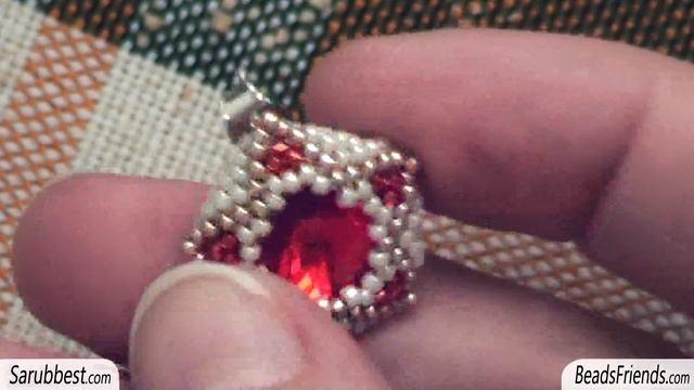 BeadsFriends: Beaded Earrings - Rivoli Post Earring, Made With Seed Beads Size 15/0