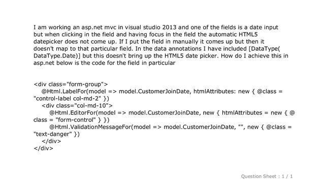 HTML : asp.net mvc HTML5 date input type смотреть онлайн