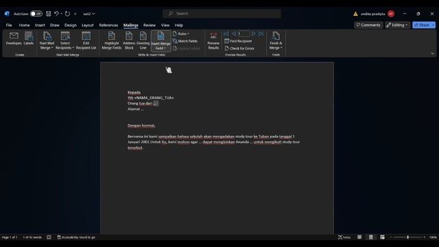 TUGAS INFORMATIKA MAIL MERGING EXCEL DAN WORD (Andika P.P) смотреть онлайн