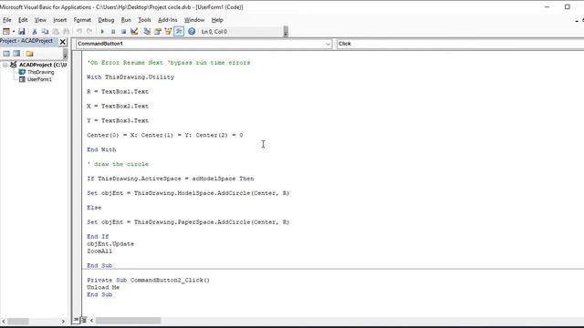 Drawing a circle using AutoCAD VBA смотреть онлайн