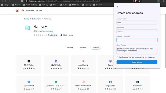 Как создать кошелек с использованием расширения Harmony Wallet в браузере Google Chrome/Brave смотреть онлайн