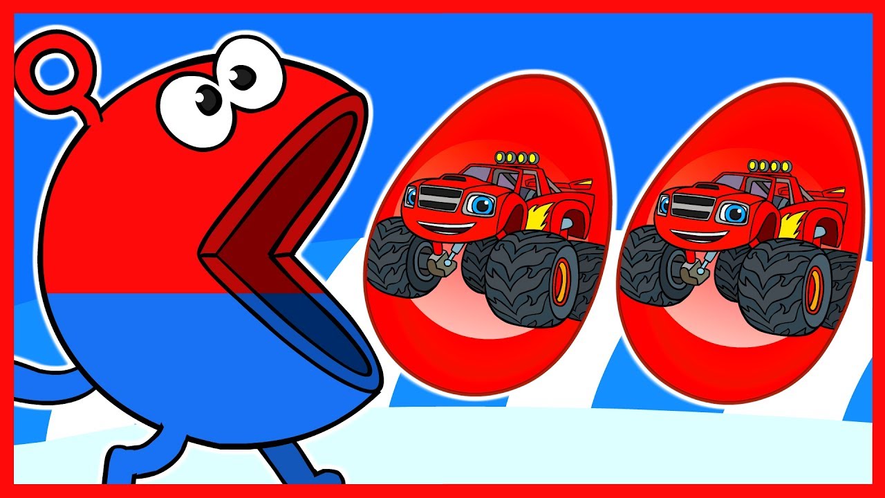 Вспыш и Чудо-машинки. Пакман ест Киндер Сюрпризы. Изучаем цвета. смотреть онлайн