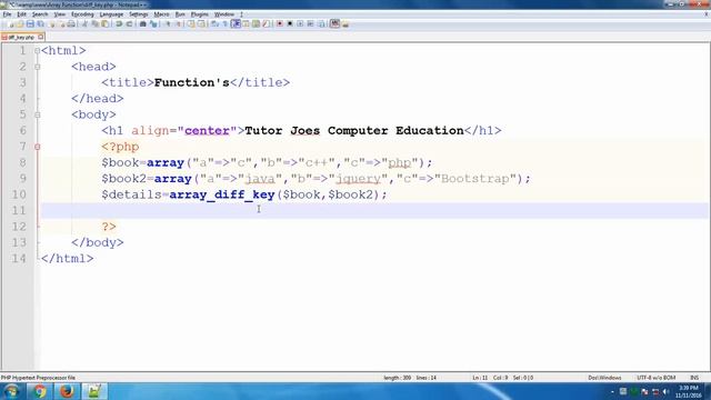 How To Use Array Diff Key Function In Php In Tamil смотреть онлайн