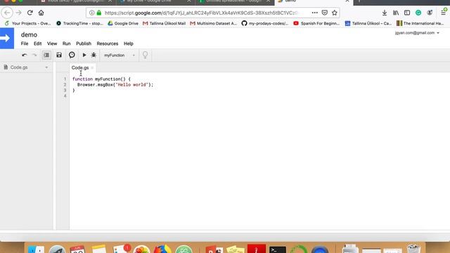 Google App Script Tutorial-1: How to Execute Hello World Program on Google App Script смотреть онлайн